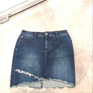 Women's INC International Concepts Denim Frayed Mini Skirt Size 12 🌞🌞🌞